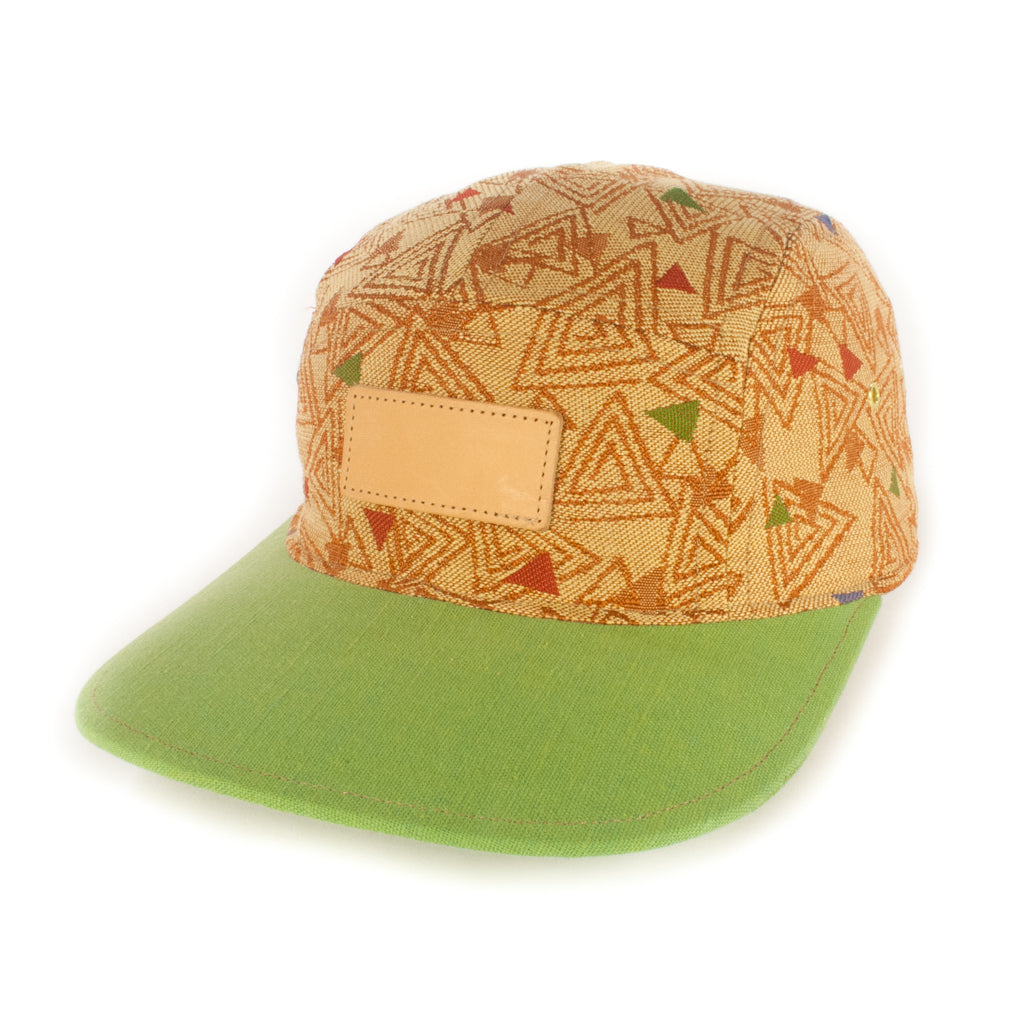 Colourful Triangles w/ Green Brim 5-Panel