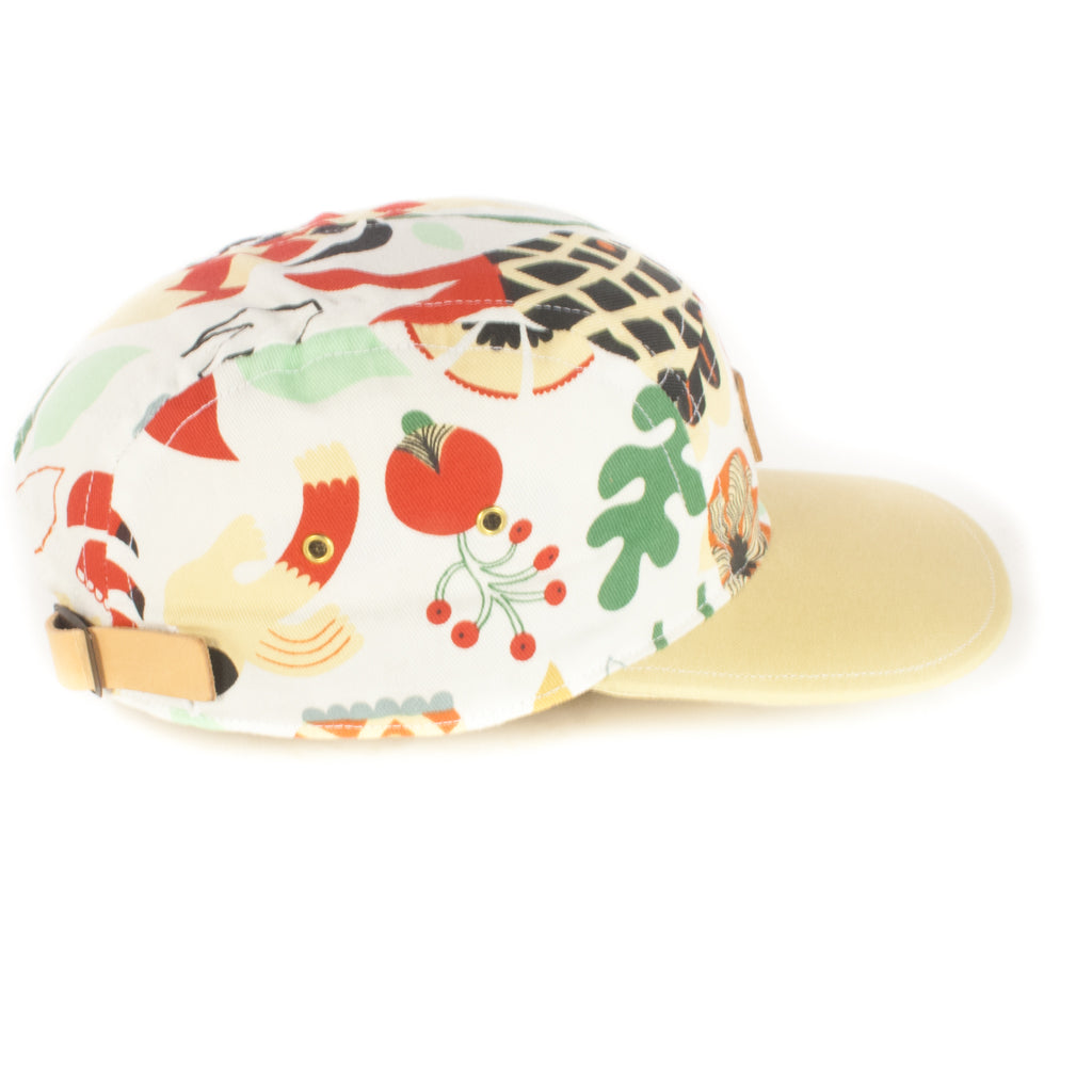 White Floral w/ Beige Brim 5-Panel