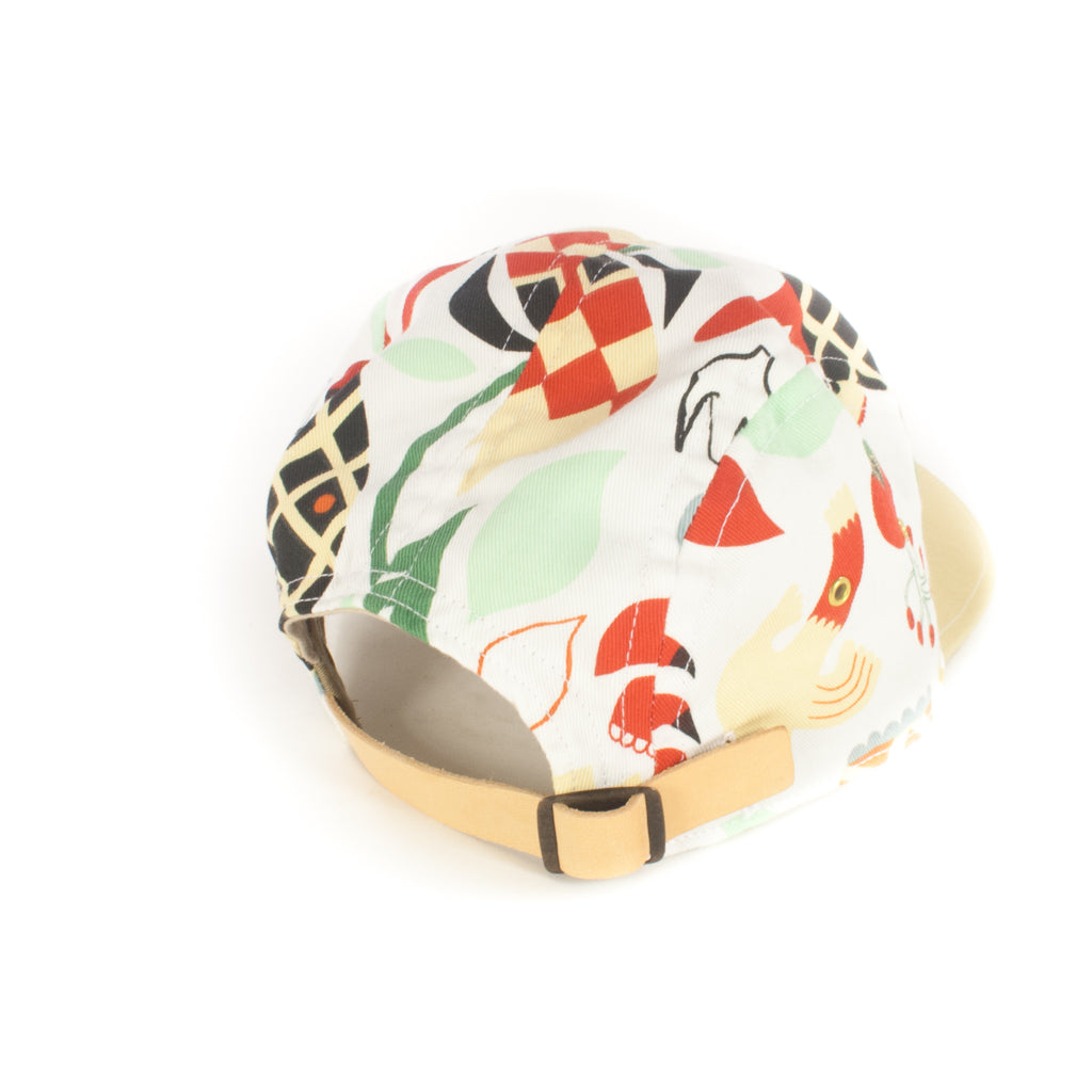 White Floral w/ Beige Brim 5-Panel