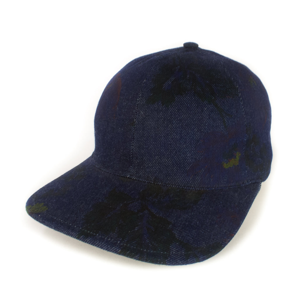 Dark Denim Floral Baseball Cap