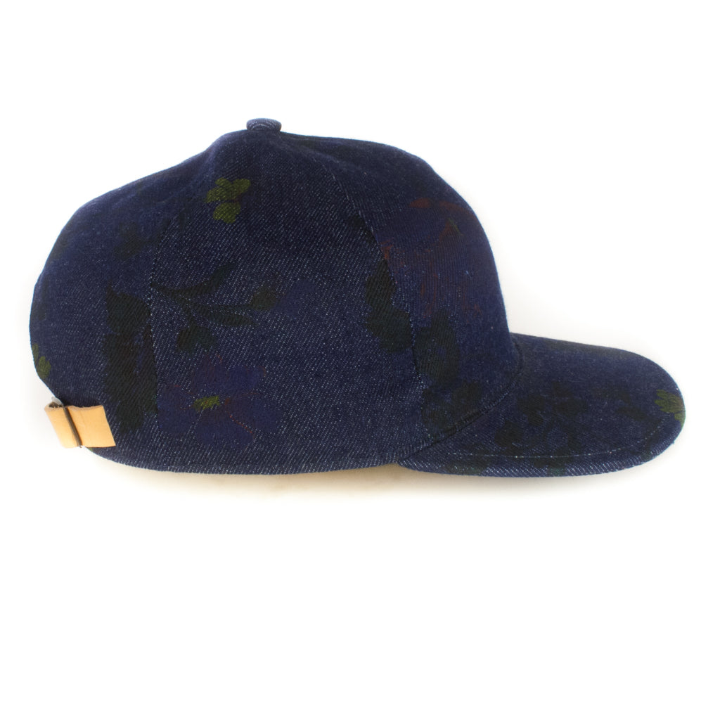 Dark Denim Floral Baseball Cap